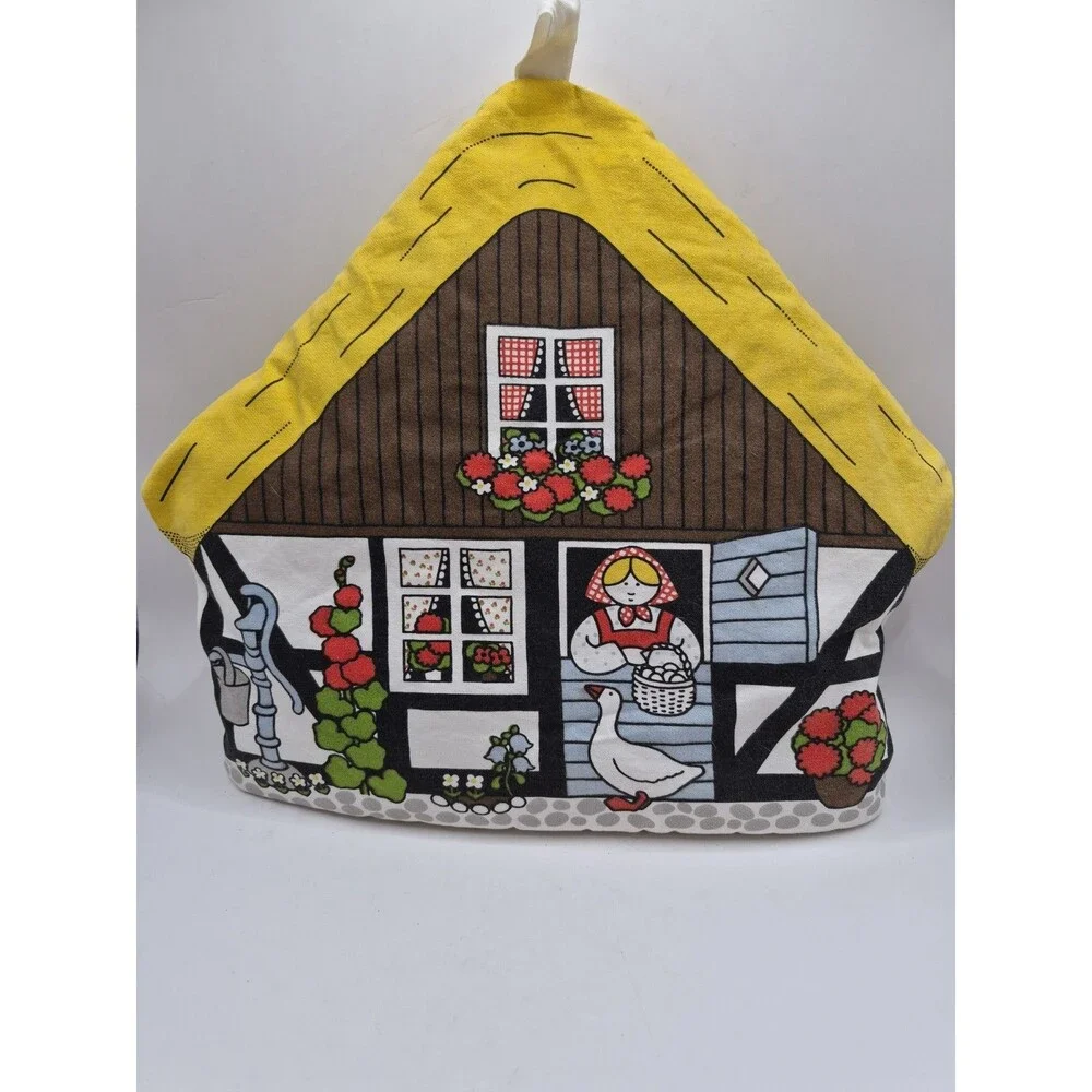 Vtg Pat Albeck Tea Pot Cozy Cover Padded Thatched Roof Cottagecore  Cuckoobird